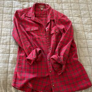Eddie Bauer classic fit cotton medium flannel women’s holiday button-down